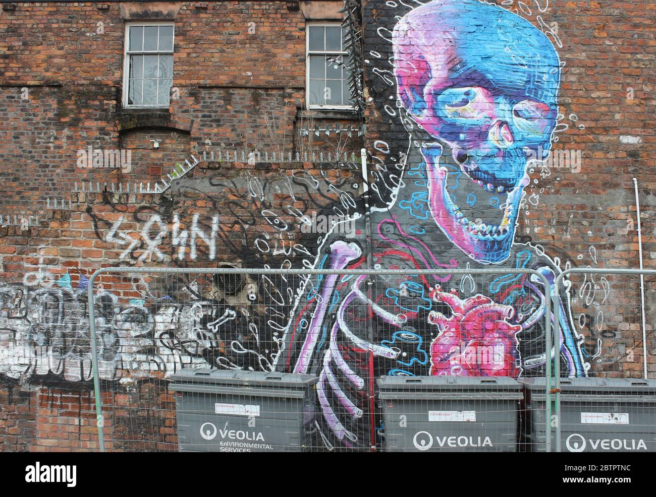 Skeleton Urban Street Art, Liverpool, Großbritannien Stockfoto