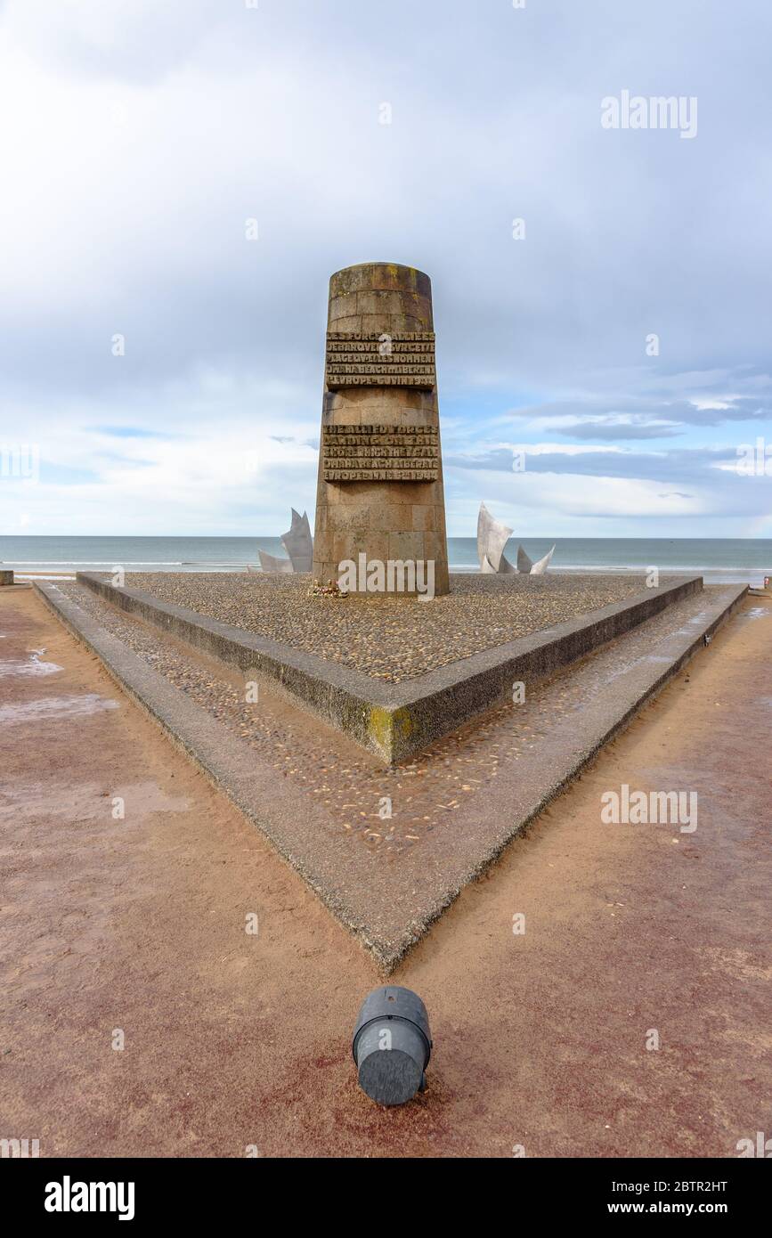 Ein Denkmal für die Alliierten in Omaha Beach in Frankreich Stockfoto