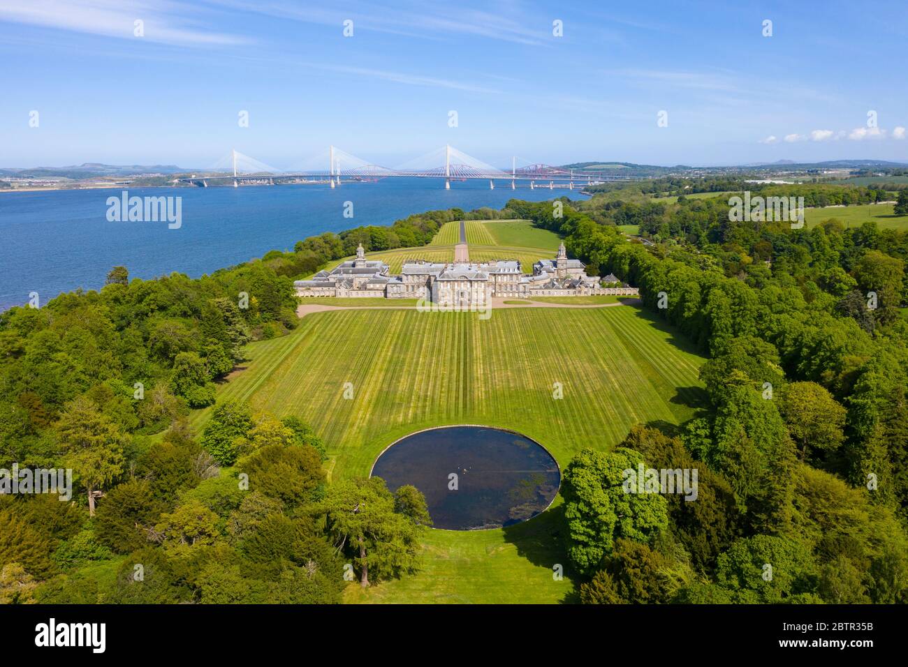 Luftaufnahme des Hopetoun House, South Queensferry, West Lothian, Schottland, Großbritannien Stockfoto