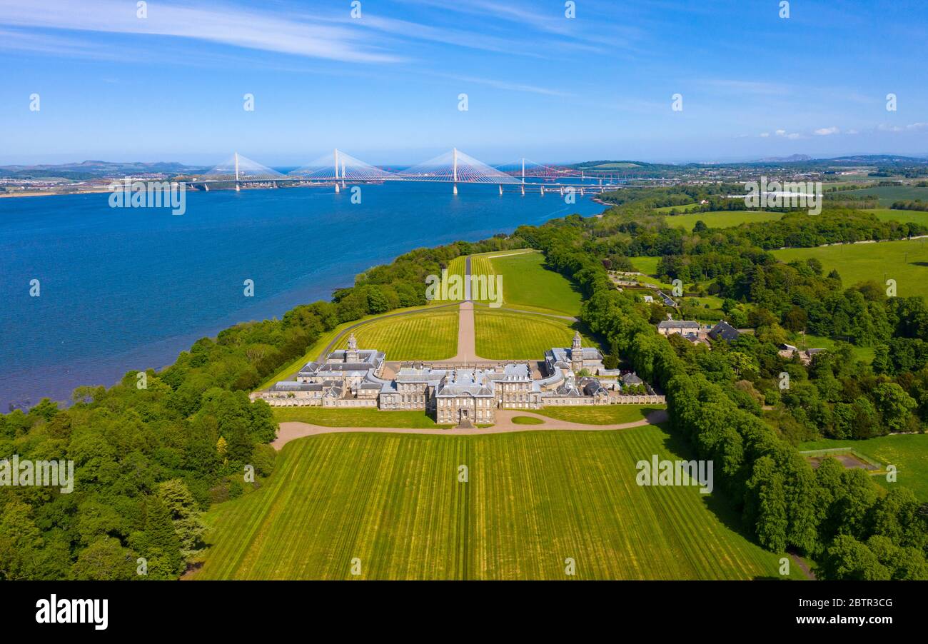 Luftaufnahme des Hopetoun House, South Queensferry, West Lothian, Schottland, Großbritannien Stockfoto