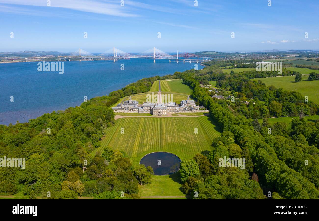 Luftaufnahme des Hopetoun House, South Queensferry, West Lothian, Schottland, Großbritannien Stockfoto