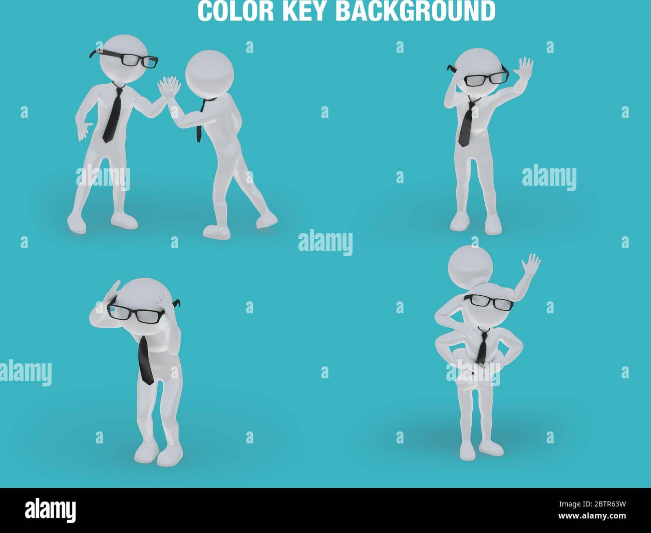 Stick Figur Geschäftsmann auf einem chromakey Hintergrund. Stockfoto