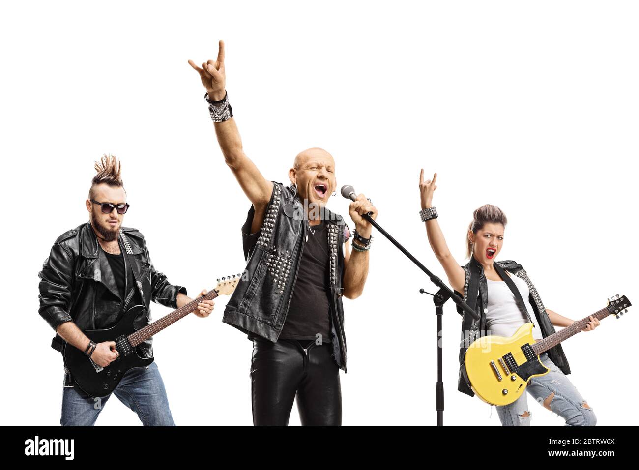 Rock and Roll Band isoliert auf weißem Hintergrund Stockfoto