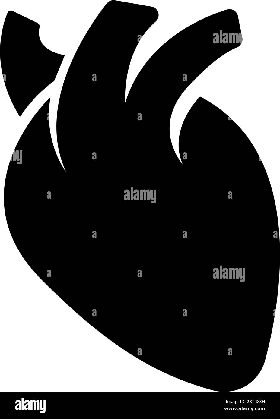 Menschliches Herz, Herzmuskel, Pump Organ. Abbildung des Symbols für flache Vektorgrafik. Einfaches schwarzes Symbol auf weißem Hintergrund. Menschliches Herzorgan, Herzmuskelsig Stock Vektor