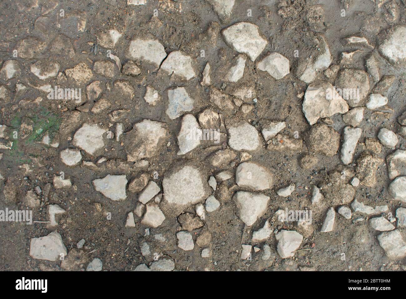 Draufsicht der Schmutz Straße Textur Hintergrund. Felsen und Boden Stockfoto