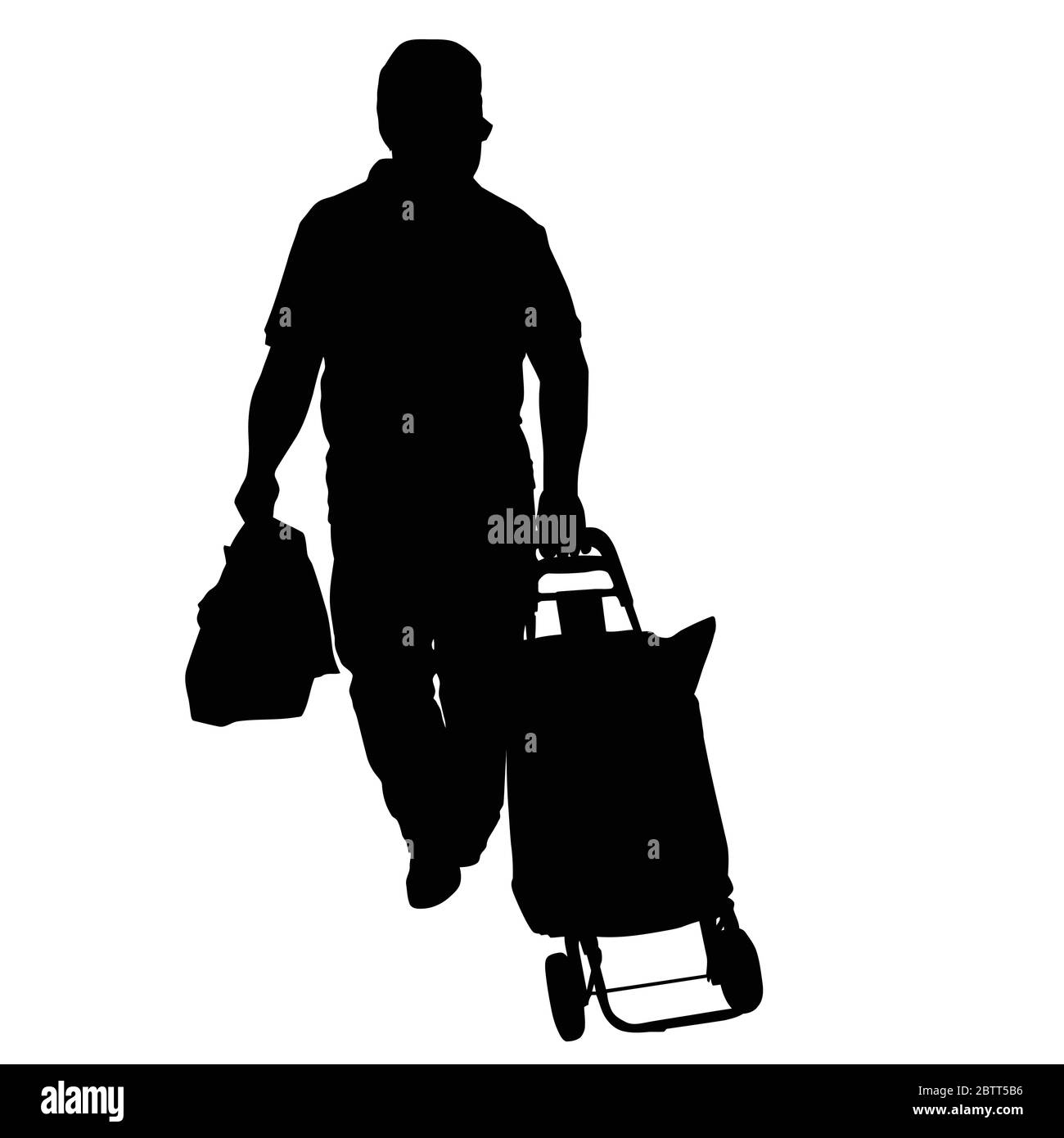 Old man Silhouette mit Gepäck auf weißem Hintergrund, Vektor-Illustration Stock Vektor