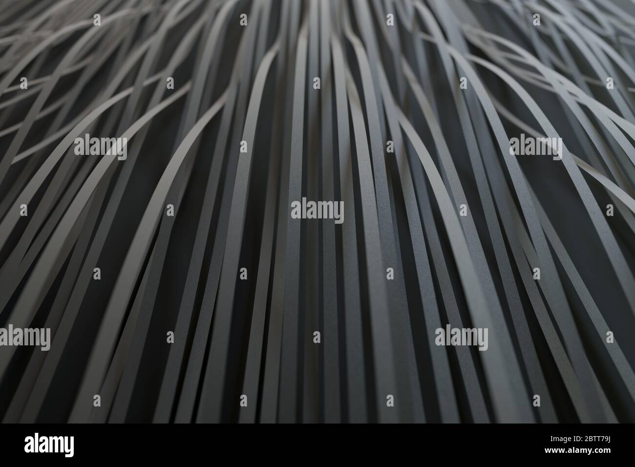 3D-Rendering von weißen abstrakten gekrümmten Linien auf heller matter Oberfläche Stockfoto