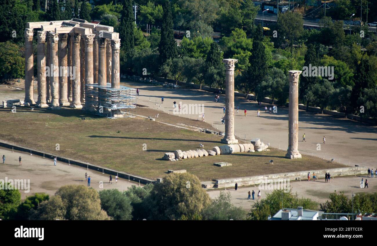 Tempel des Olympischen Zeus, Athen. Griechenland Stockfoto