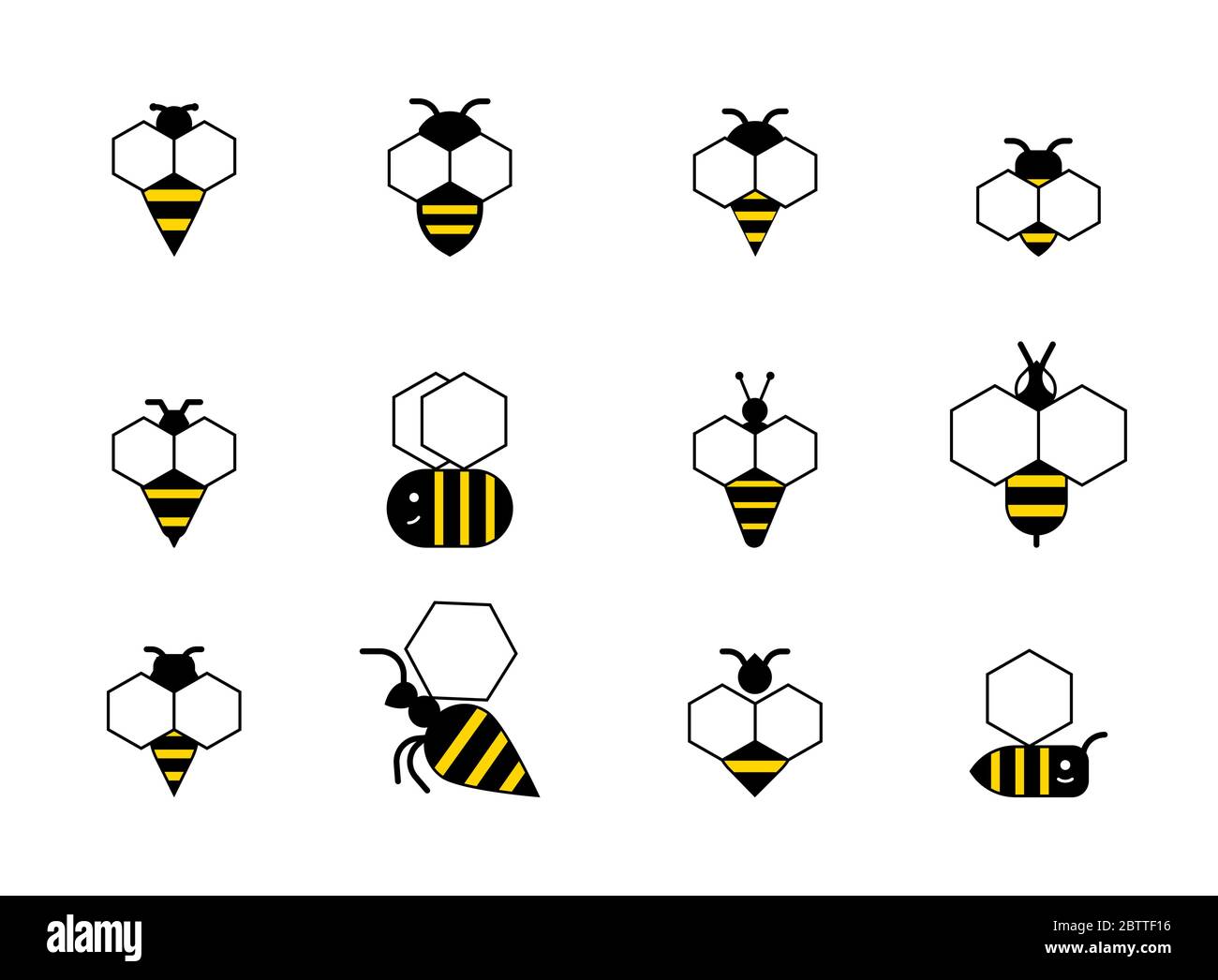 Bienen und Honig Vektor Linien Symbole gesetzt Stock Vektor