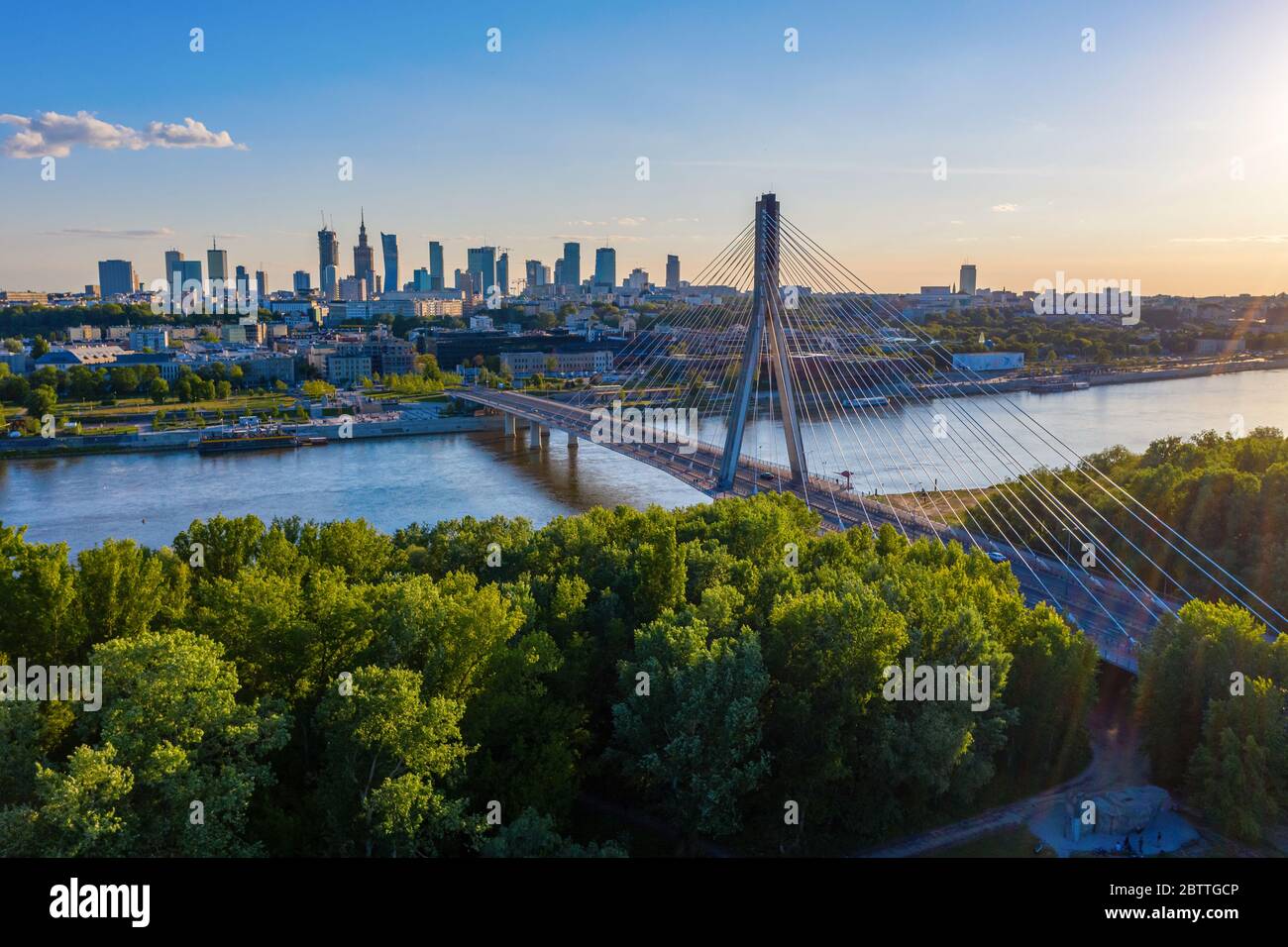 Warschau Stadtzentrum aus der Luft Stockfoto