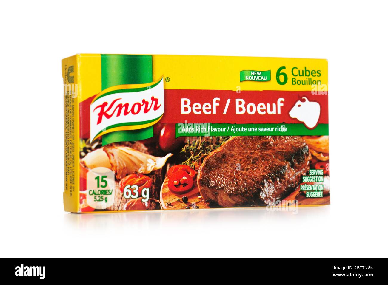 Knorr-Kuben, Suppenbasis, Rindfleisch und Huhn Stockfoto