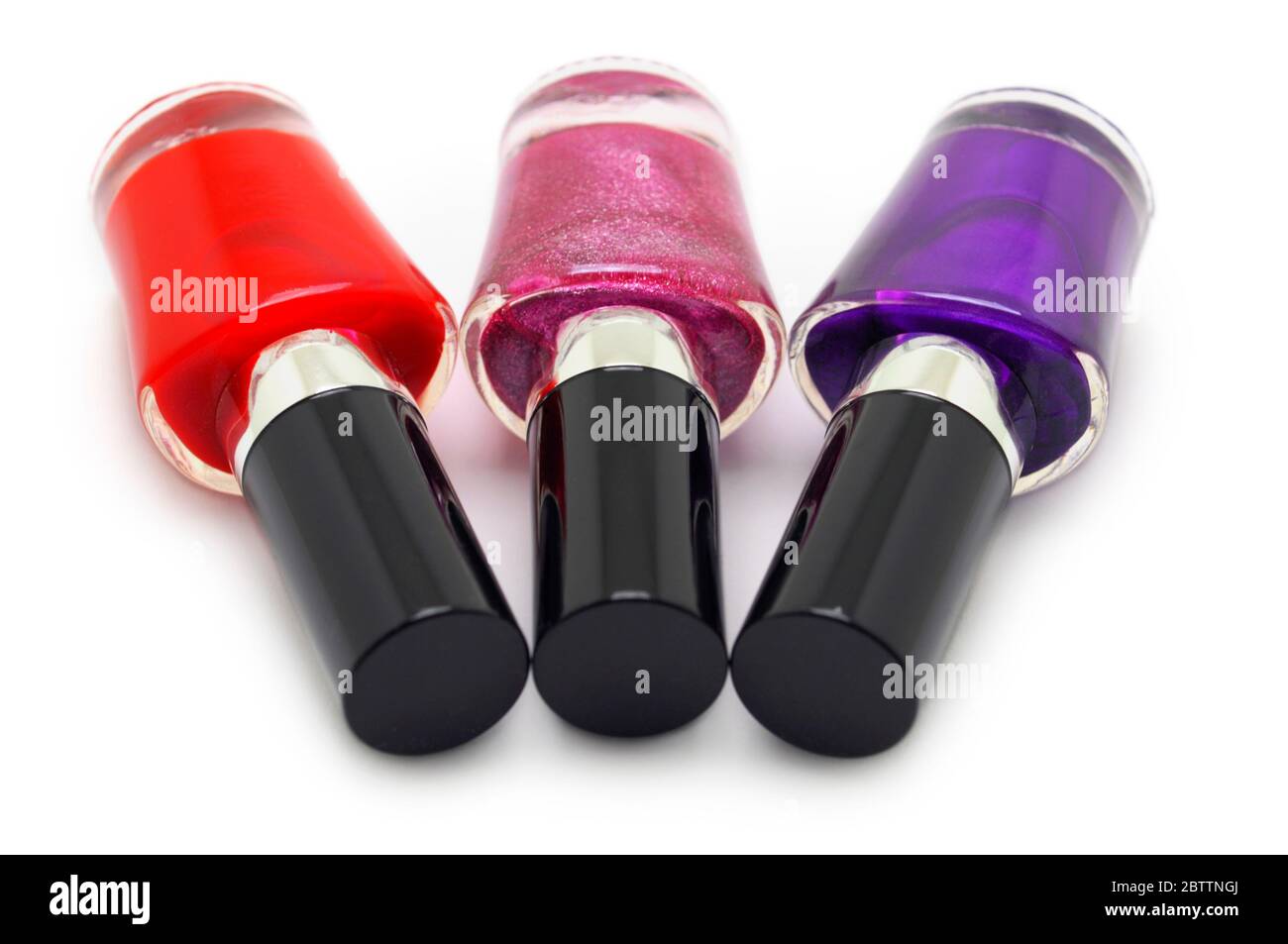 Flaschen Nagellack, drei Farben Stockfoto