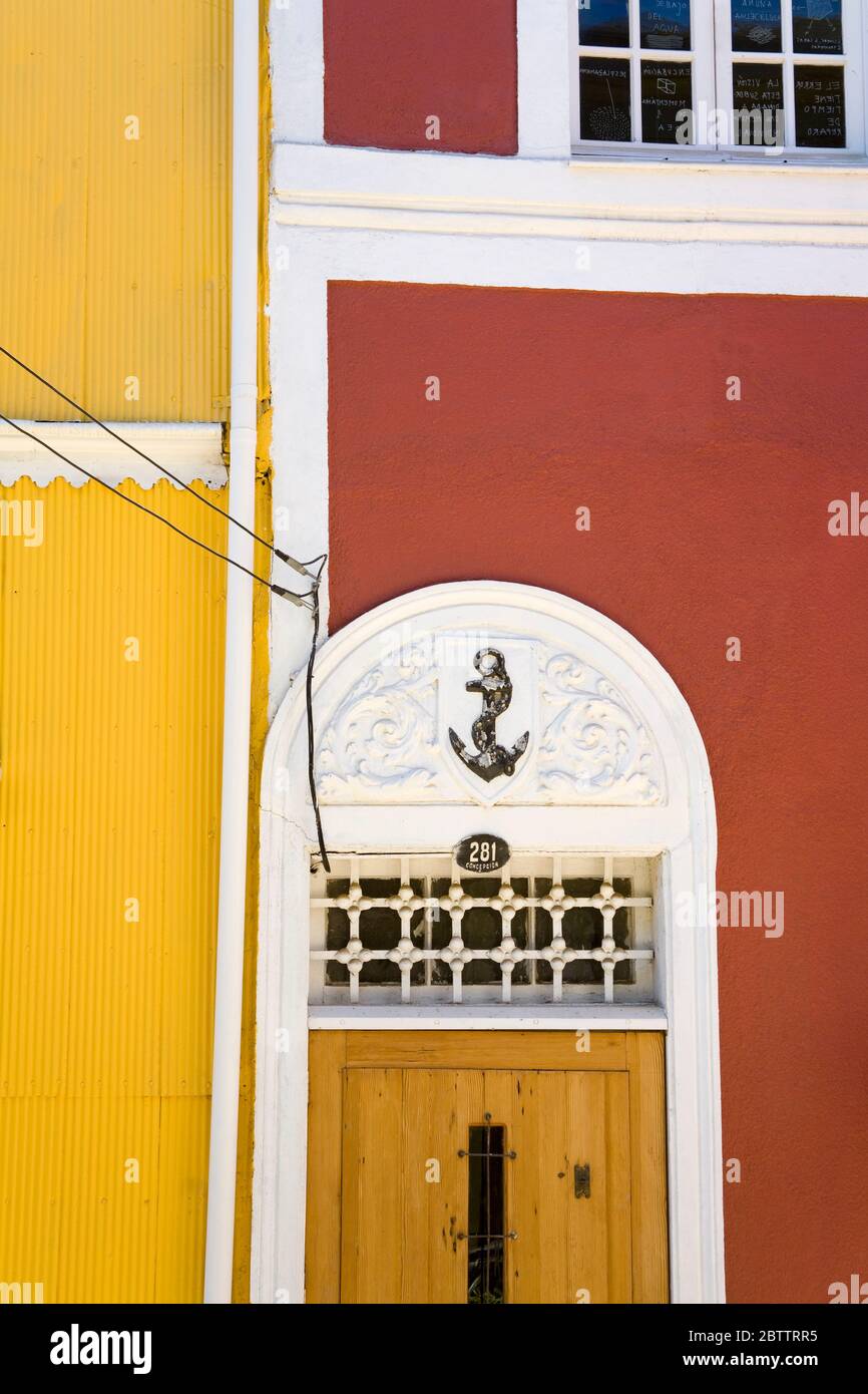 Haus in Cerro Concepcion, UNESCO-Weltkulturerbe in Valparaiso, Chile, Südamerika Stockfoto