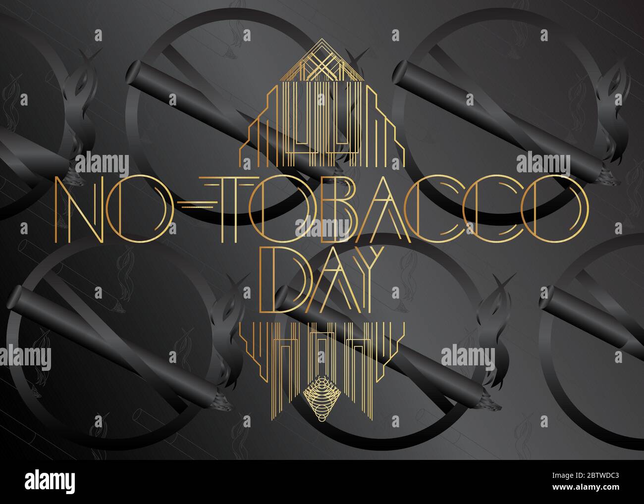 Art déco-Tag des No-Tobacco (Mai 31). Dekorative Grußkarte, Schild mit Vintage-Buchstaben. Stock Vektor