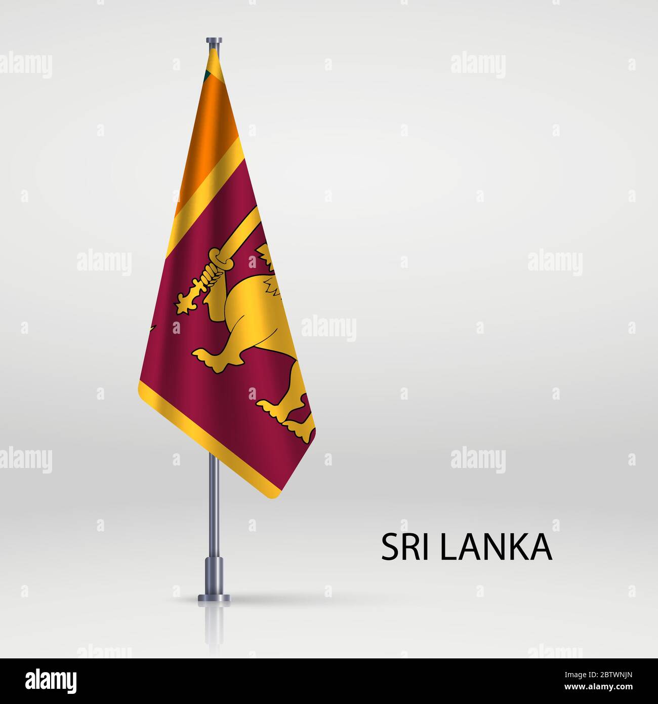 Sri Lanka hängende Flagge an Fahnenmast Stock Vektor