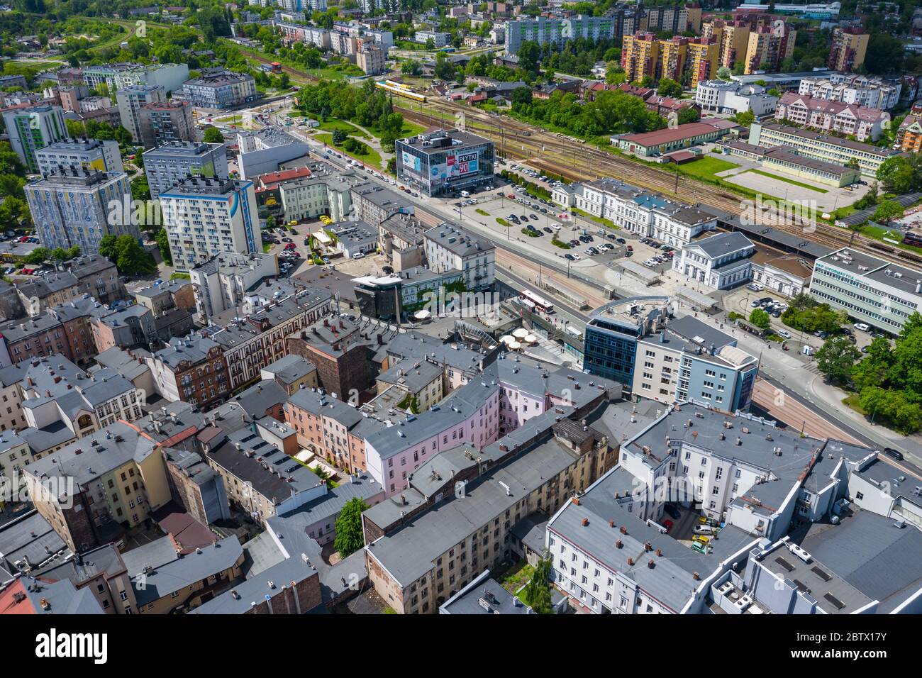 Sosnowiec, Dabrowa-Becken. Luftaufnahme des Stadtzentrums von Sosnowiec. Polen. Stockfoto