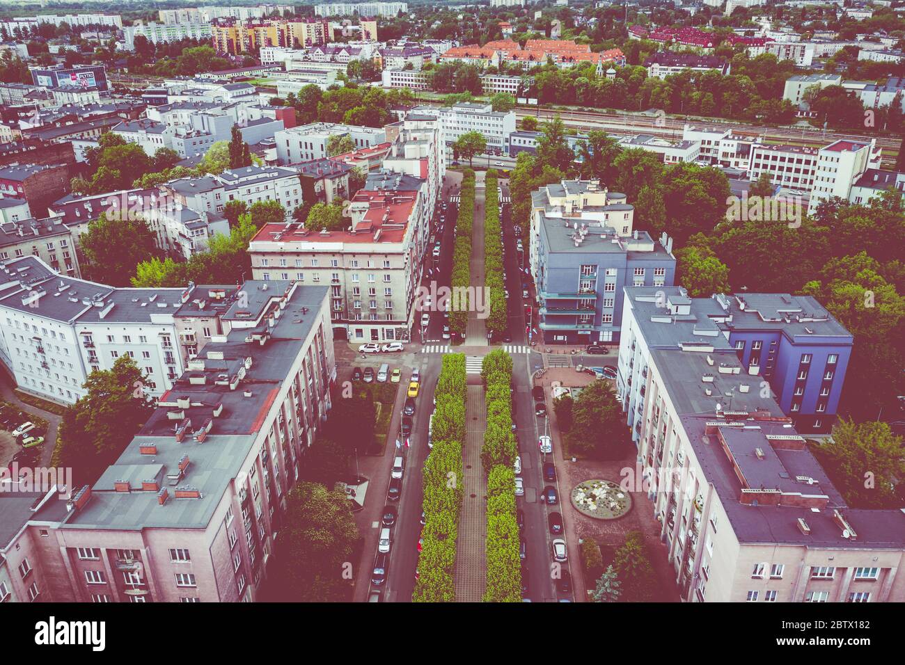 Sosnowiec, Dabrowa-Becken. Luftaufnahme des Stadtzentrums von Sosnowiec. Polen. Stockfoto