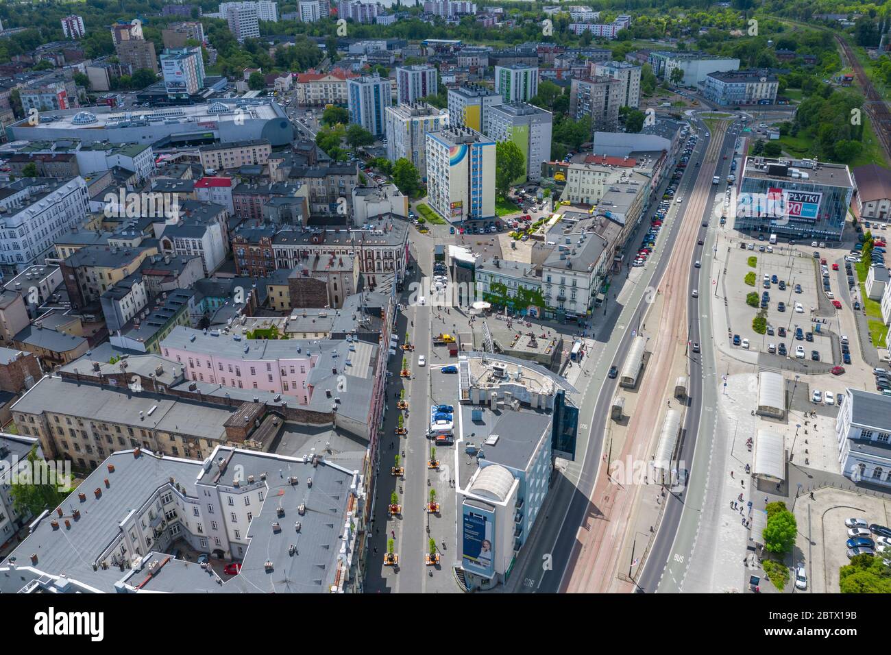 Sosnowiec, Dabrowa-Becken. Luftaufnahme des Stadtzentrums von Sosnowiec. Polen. Stockfoto