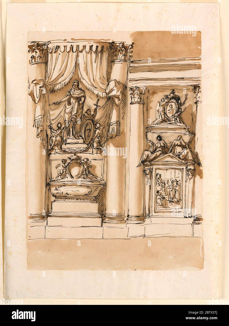 Design für Stuart Monument. Forschung im ProgressIntended, in der Interkolumniation zwischen zwei eingebetteten Säulen, die eine Entablatur unterstützen, errichtet zu werden. Stockfoto