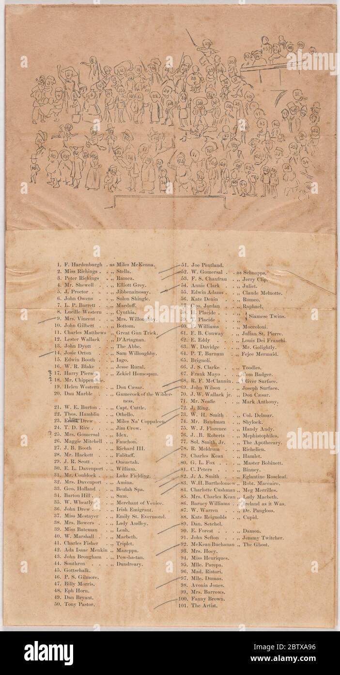 Legende für Montage amerikanischer Theaterfiguren. Stockfoto