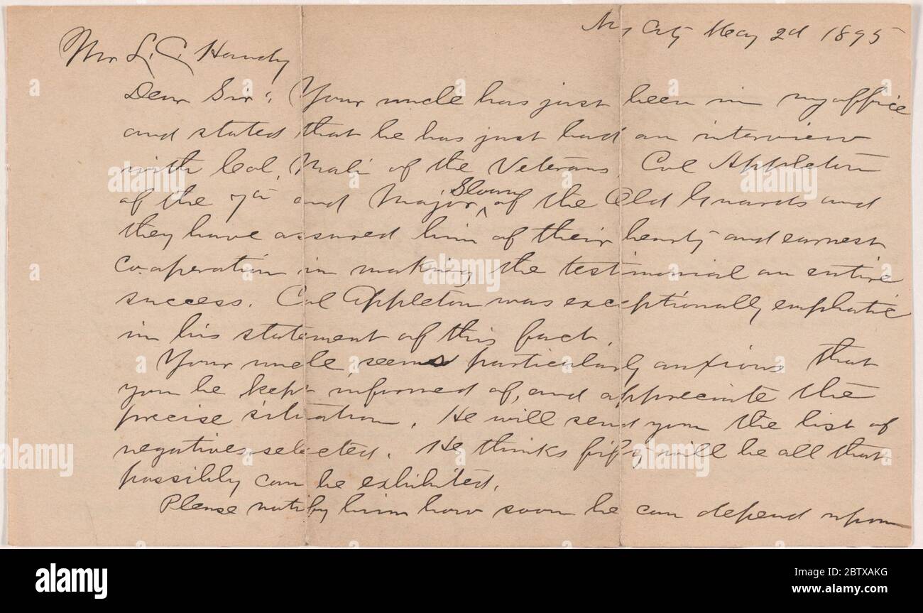 Brief an LC Handy von William H. Slocum. Stockfoto