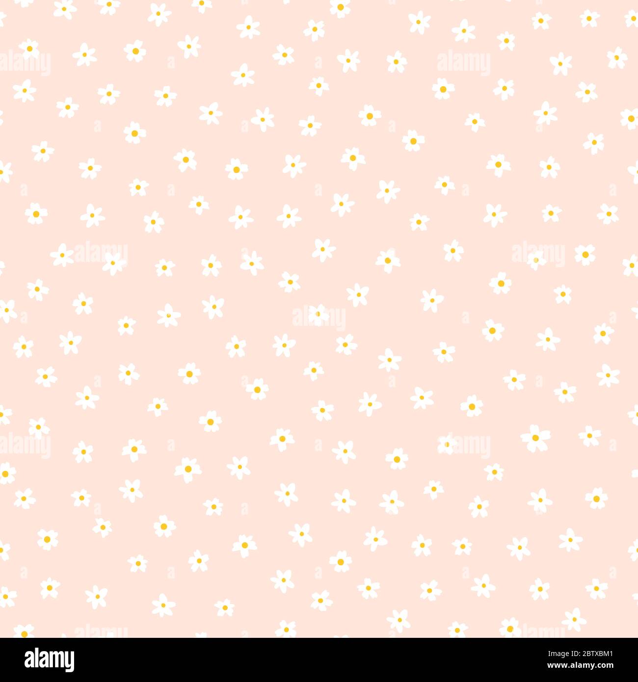 Weiß Ditsy Blume nahtlose Vektor Hintergrund. Florales Muster mit kleinen weißen Blüten auf hellrosa. Liberty-Stil. Florale wiederholende Textur für Stock Vektor