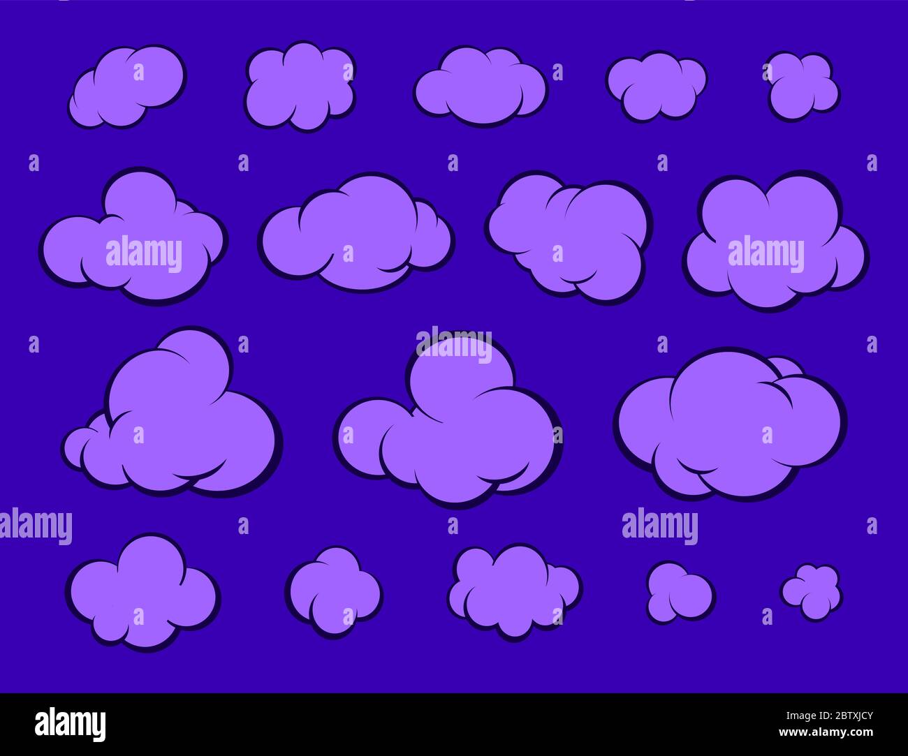 Set von Cartoon-Wolken in den Nachthimmel. Stock Vektor