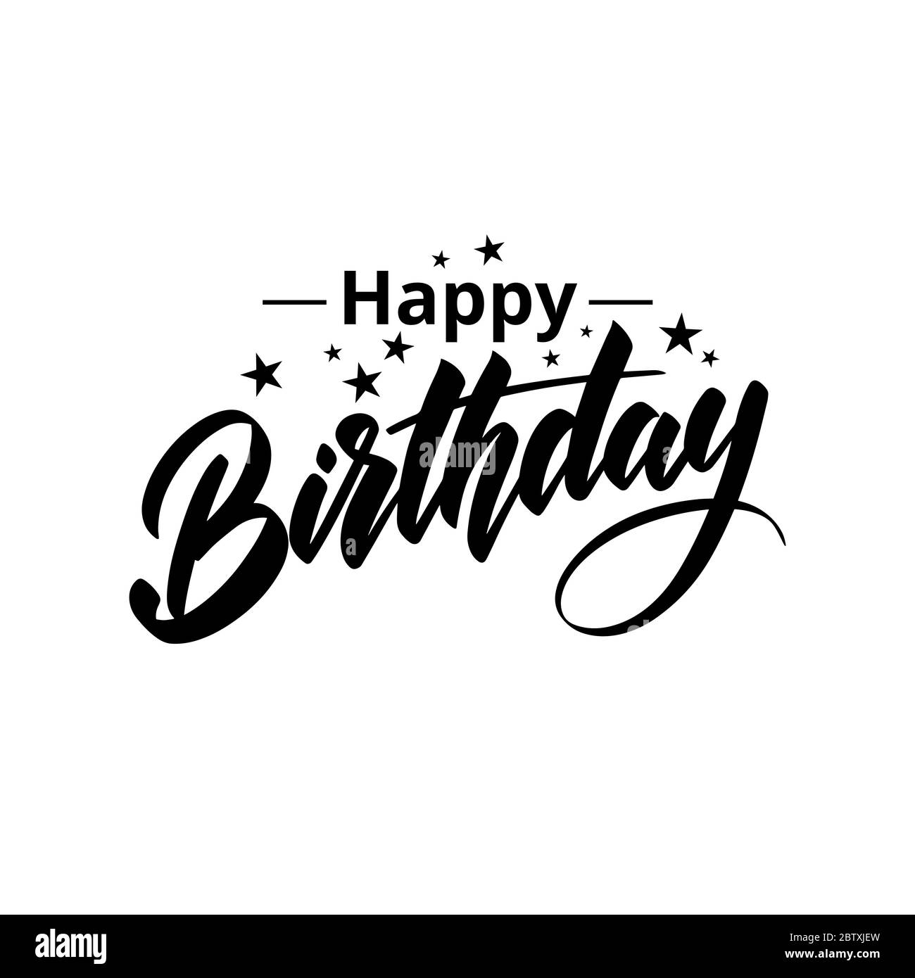 Lettering Happy Birthday mit den Sternen. Isoliert auf weißem Hintergrund. Stock Vektor