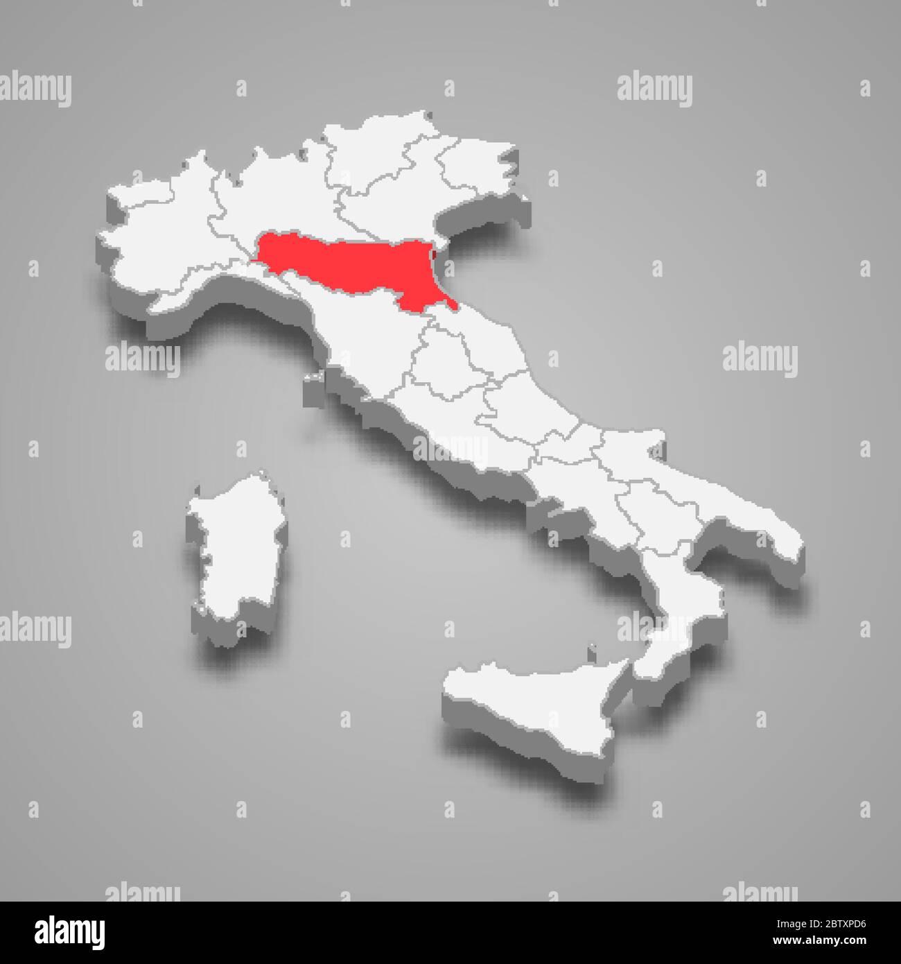 Region Emilia-Romagna Lage innerhalb Italien 3d Karte Stock Vektor