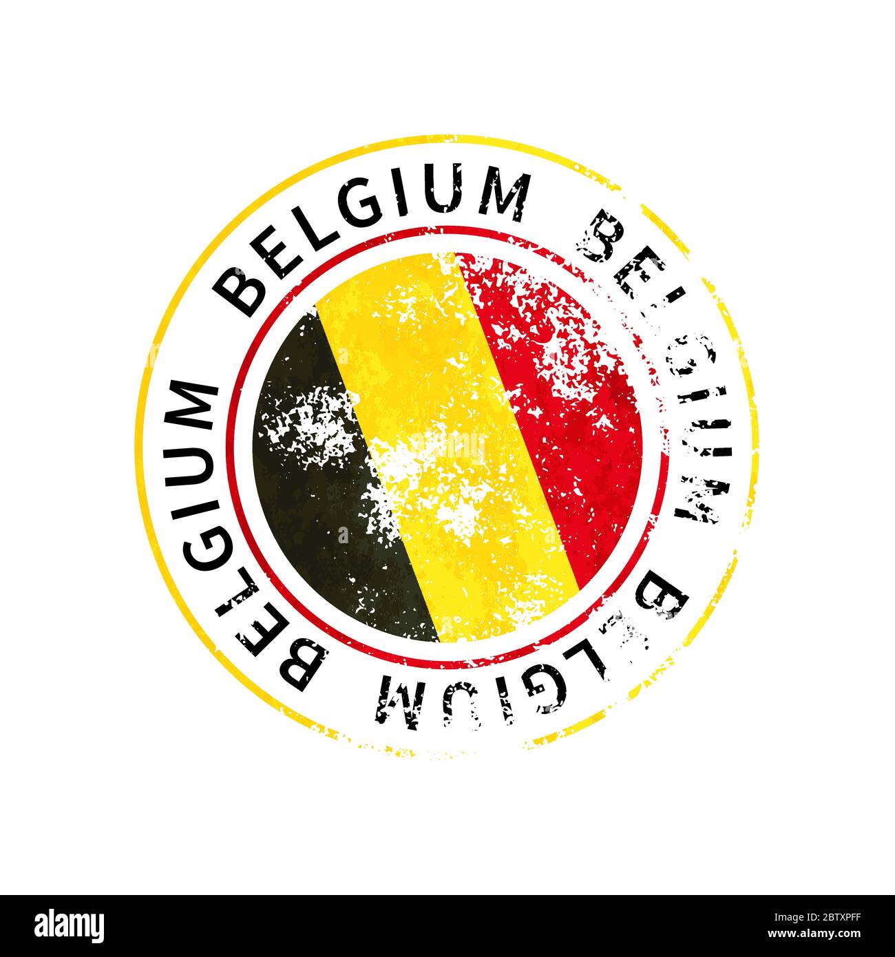 Belgien Zeichen, Vintage Grunge Aufdruck mit Flagge auf weiß Stock Vektor