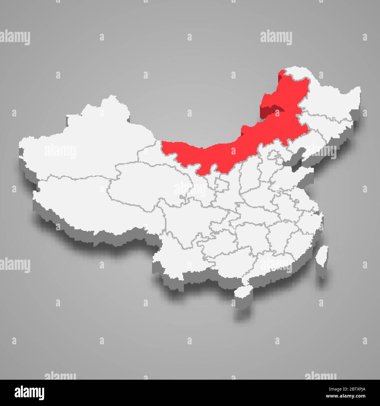 Lage der Provinz Inner Mongolia innerhalb der China 3d Karte Stock Vektor