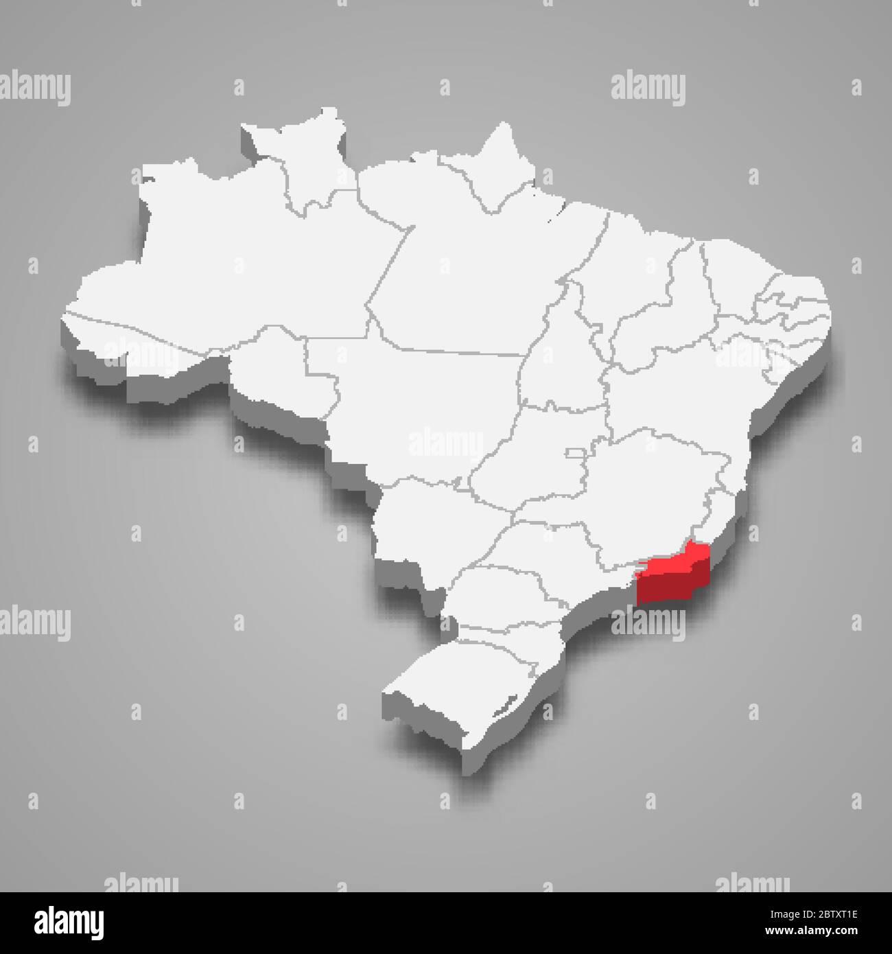 Rio De Janeiro State Lage Innerhalb Brasilien 3d Karte Stock Vektorgrafik Alamy