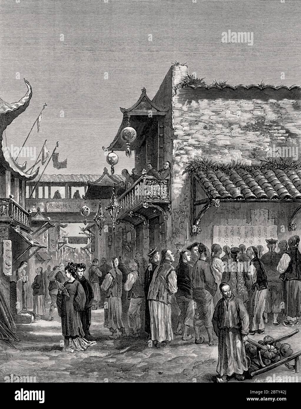 Menschen, die die Chefoo Convention, Shanghai, China, 1876 lesen