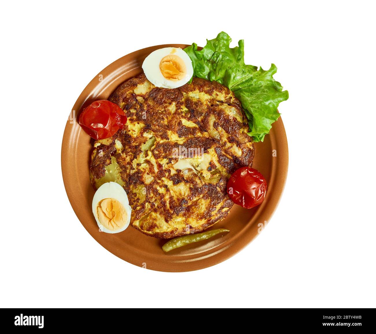 Salz Dorsch Tortilla - Omelette Fisch mit Kartoffeln. Stockfoto