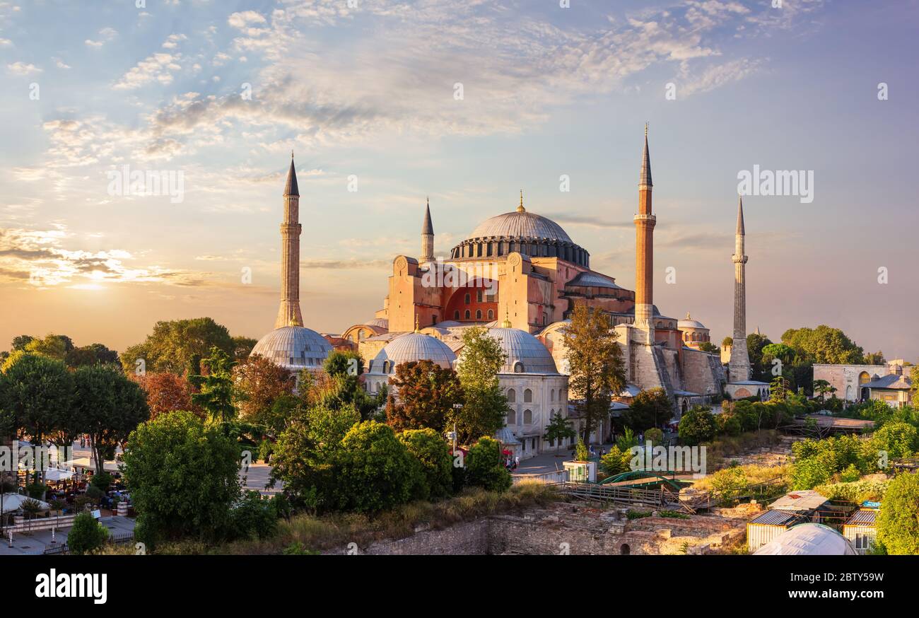 Hagia Sophia, berühmte Moschee und Museum von Istanbul, voller Blick, Türkei Stockfoto