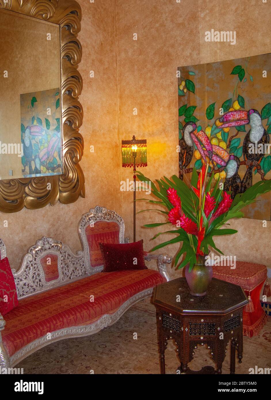 Toucan Hill Villa, eine villa im marokkanischen Stil, die höchste Villa auf Mustique Island. Ein exklusives Paradies, Kurzurlaub und Karibik Ziel Stockfoto