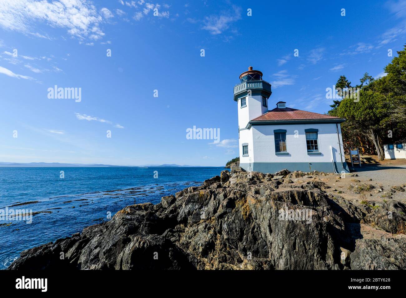 Lime Kiln Lighthouse, San Juan Island, Washington State, Vereinigte Staaten von Amerika, Nordamerika Stockfoto