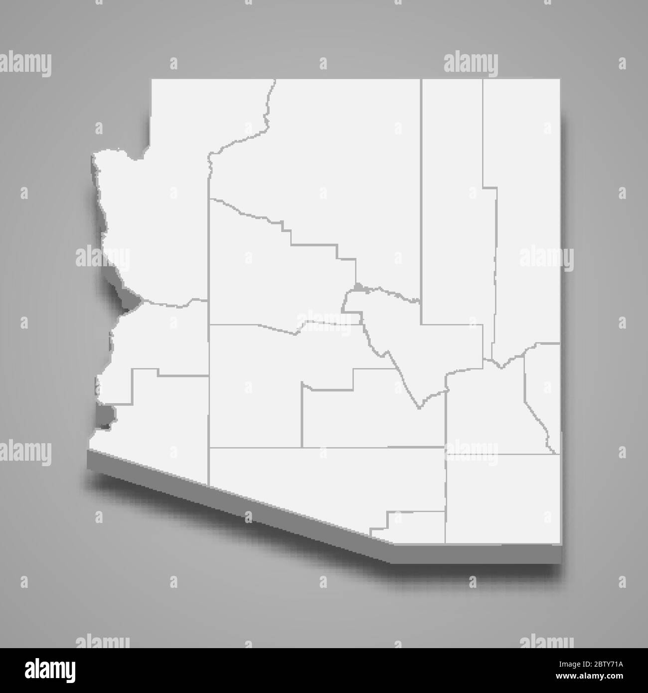 3d Karte von Arizona ist ein Bundesstaat der Vereinigten Staaten Stock Vektor