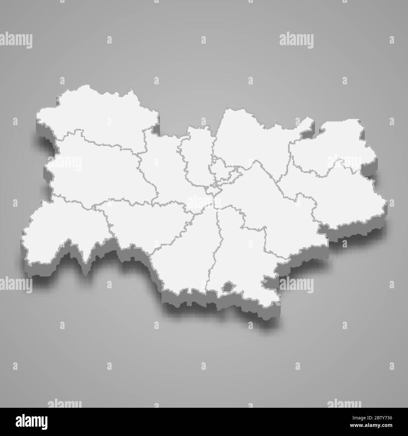 3d Karte von Auvergne-Rhone-Alpes ist eine Region von Frankreich Stock Vektor