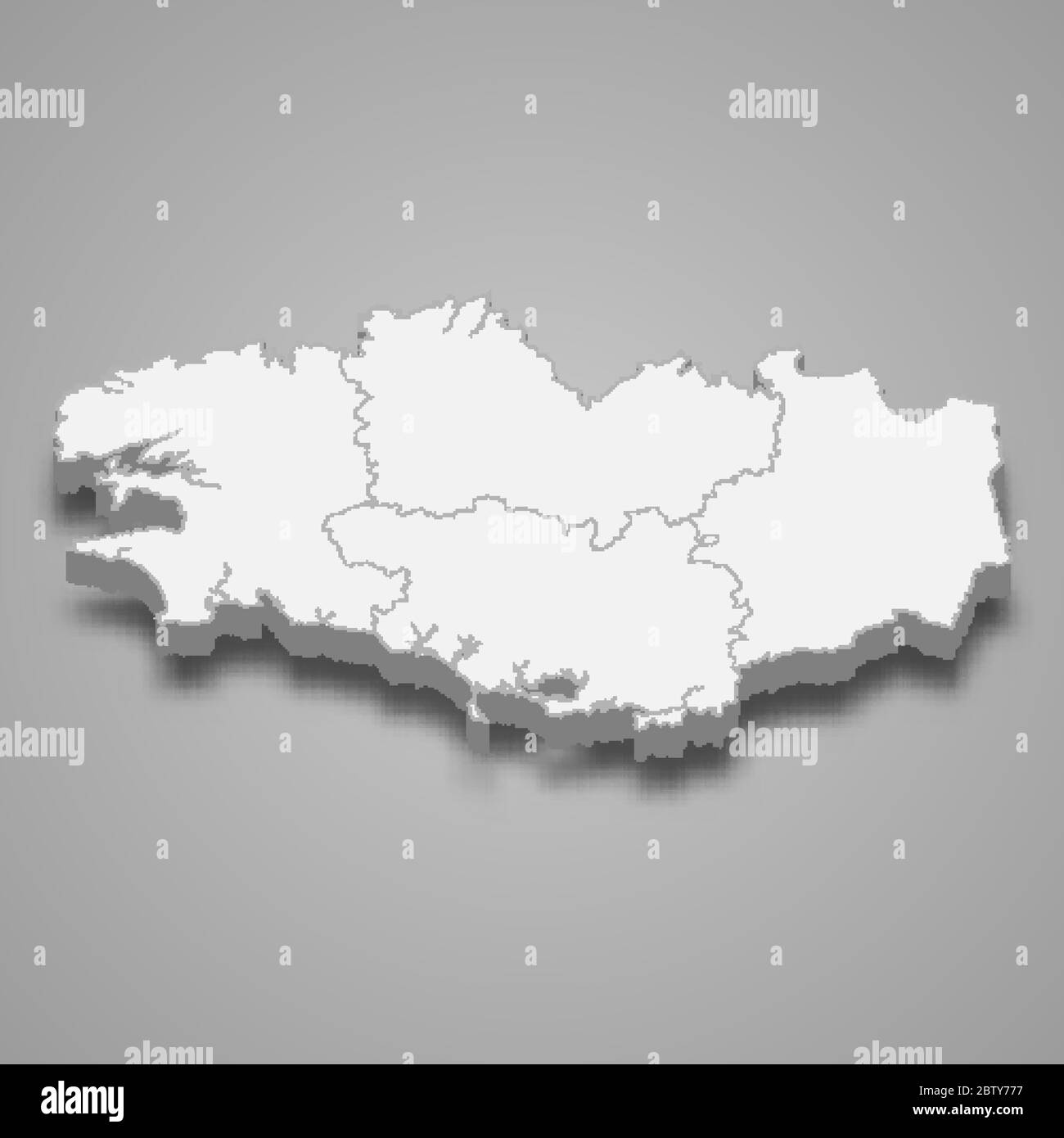 3d Karte der Bretagne ist eine Region von Frankreich Stock Vektor