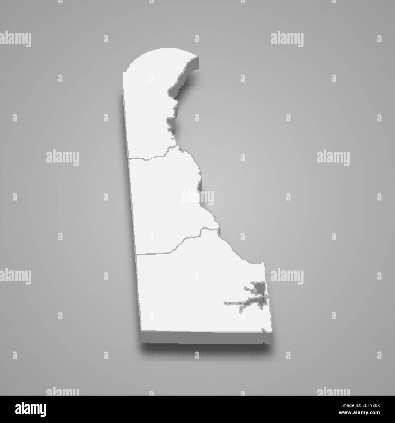 3d Karte von Delaware ist ein Bundesstaat der Vereinigten Staaten Stock Vektor