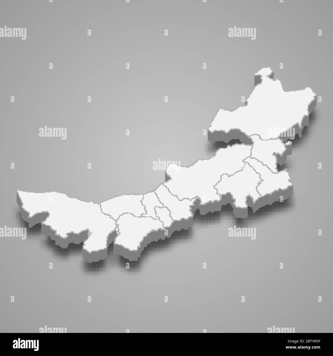 3d Karte von Innere Mongolei ist eine Provinz von China Stock Vektor