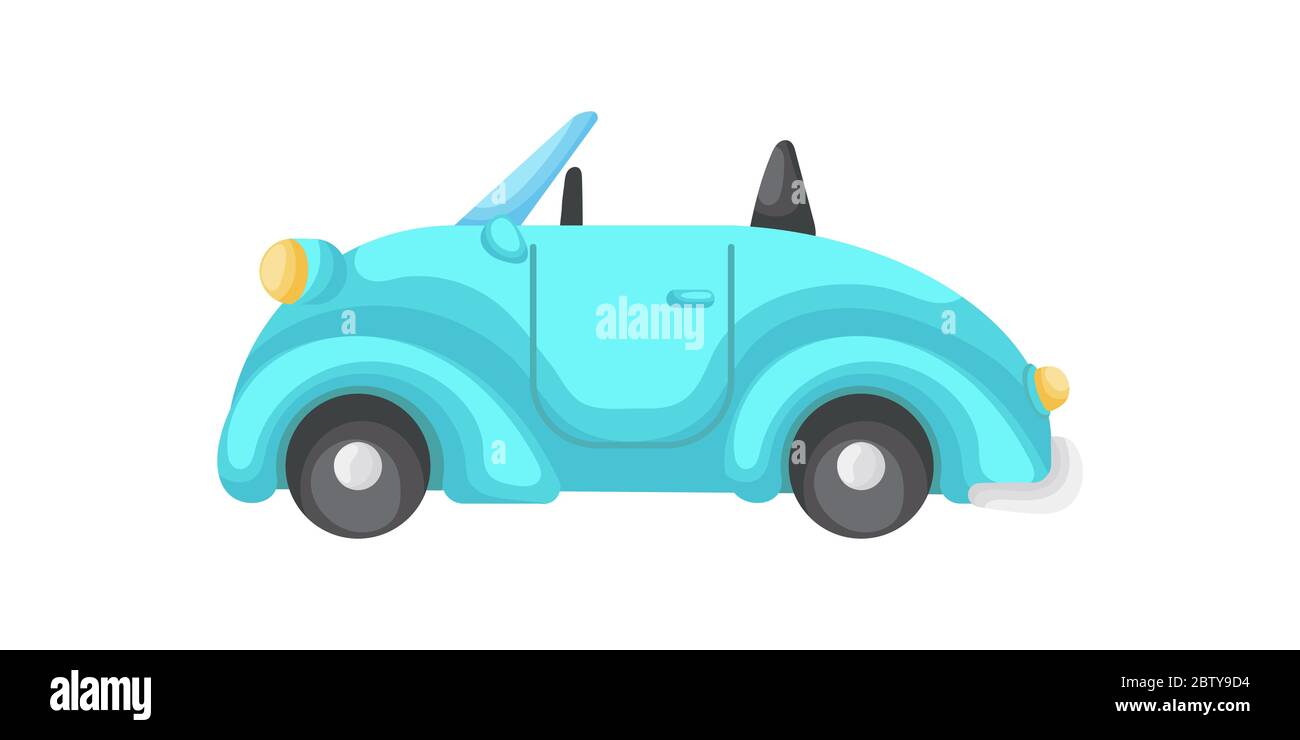 Türkis Cartoon Auto isoliert auf weißem Hintergrund, bunte Automobil flach Stil, einfaches Design. Flache Cartoon bunte Vektor-Illustration. Stock Vektor