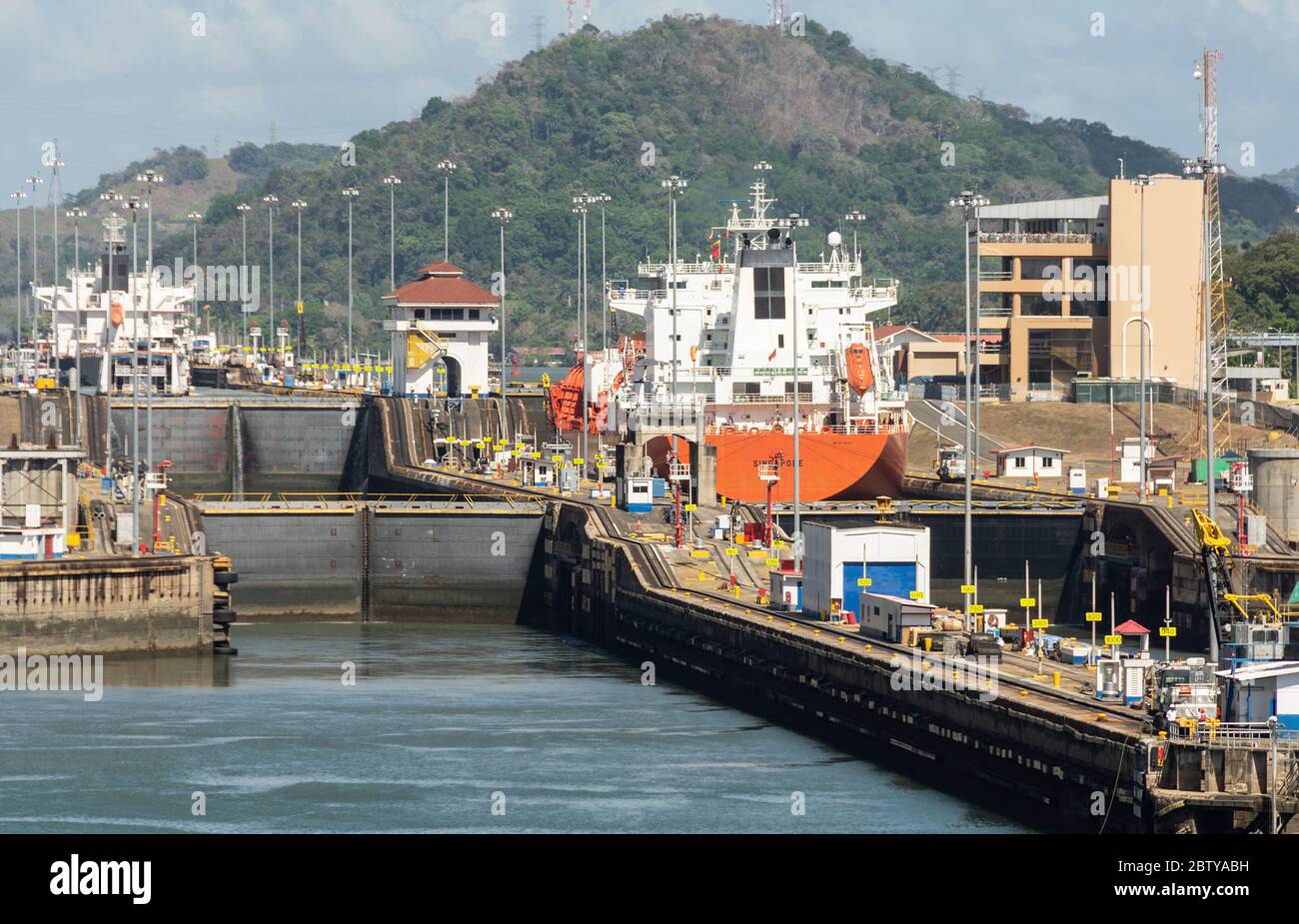 Panama-Kanal, Miraflores Schleusen, Panama, Zentralamerika Stockfoto