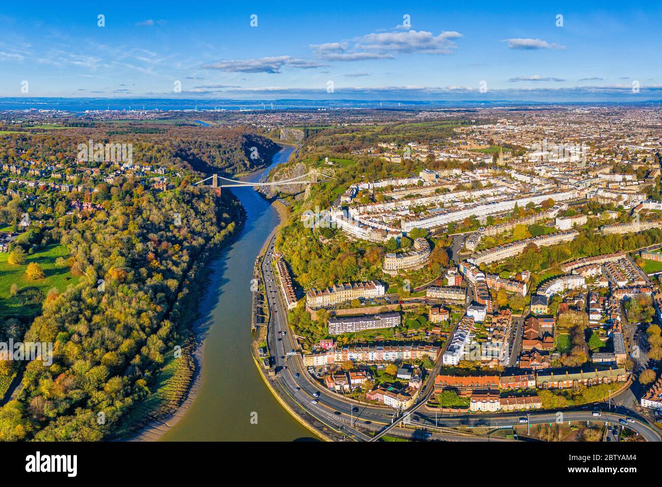 Clifton Suspension Bridge über den Fluss Avon und zwischen Clifton und Leigh Woods, Bristol, England, Großbritannien, Europa Stockfoto