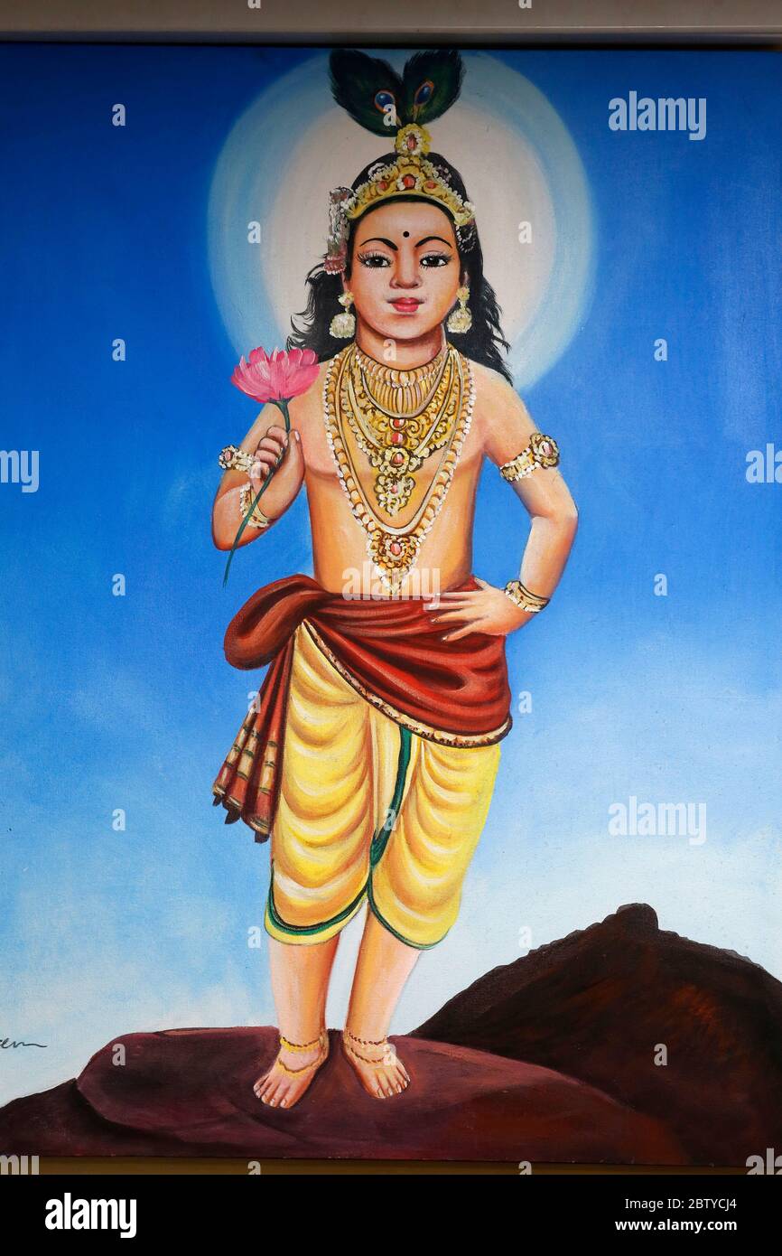 Murugan (Shiva) Gemälde in Highgate Hill Murugan Tempel, London, England, Vereinigtes Königreich, Europa Stockfoto