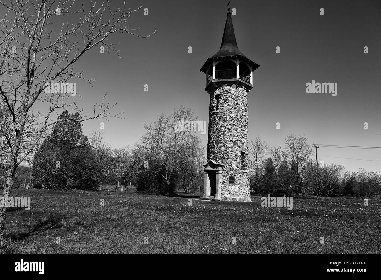 Pioneer Tower Kitchener Ontario, Kanada. Schwarzweiß-Bild. Stockfoto