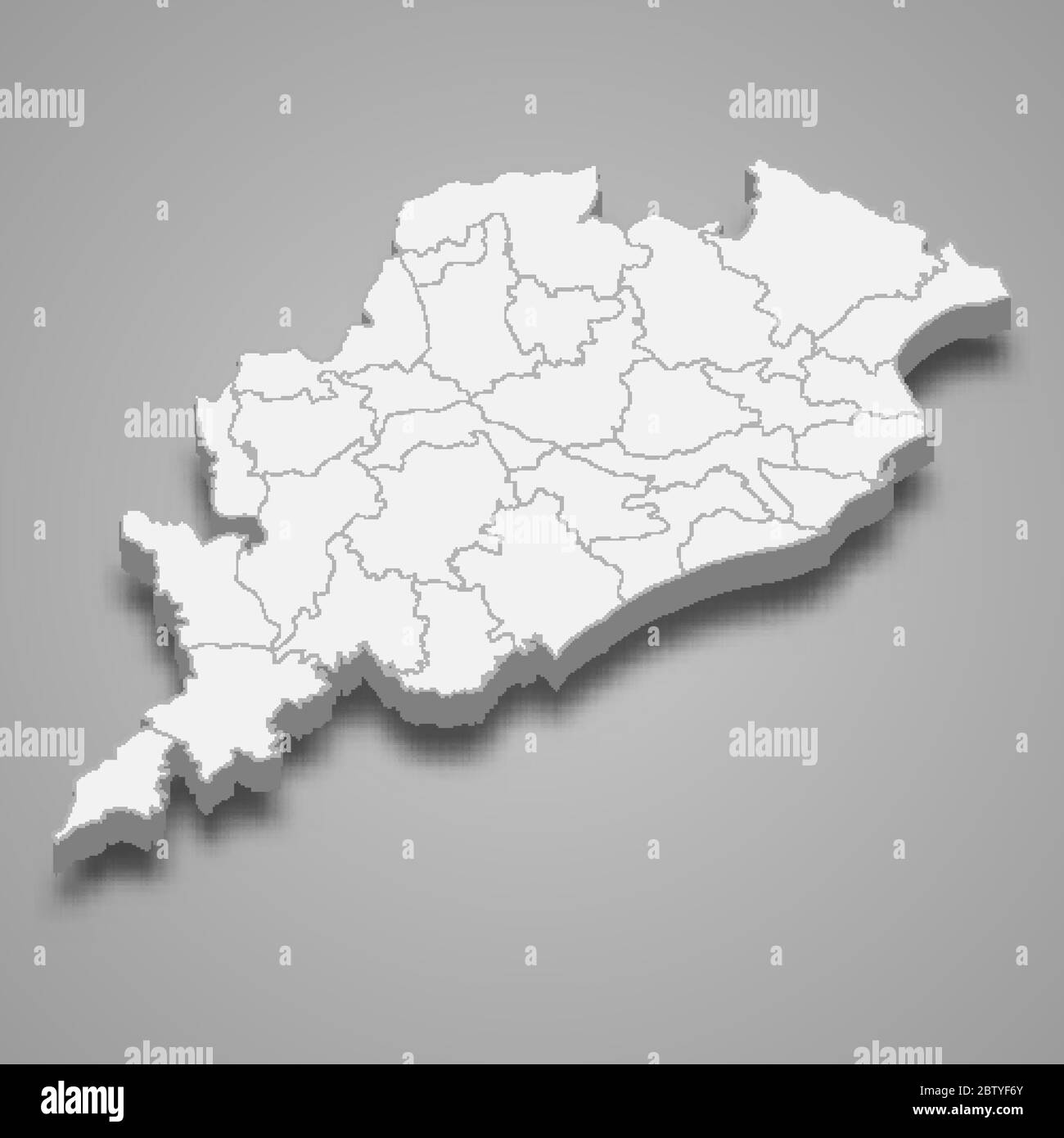 3d-Karte von Odisha ist ein Staat von Indien Stock Vektor