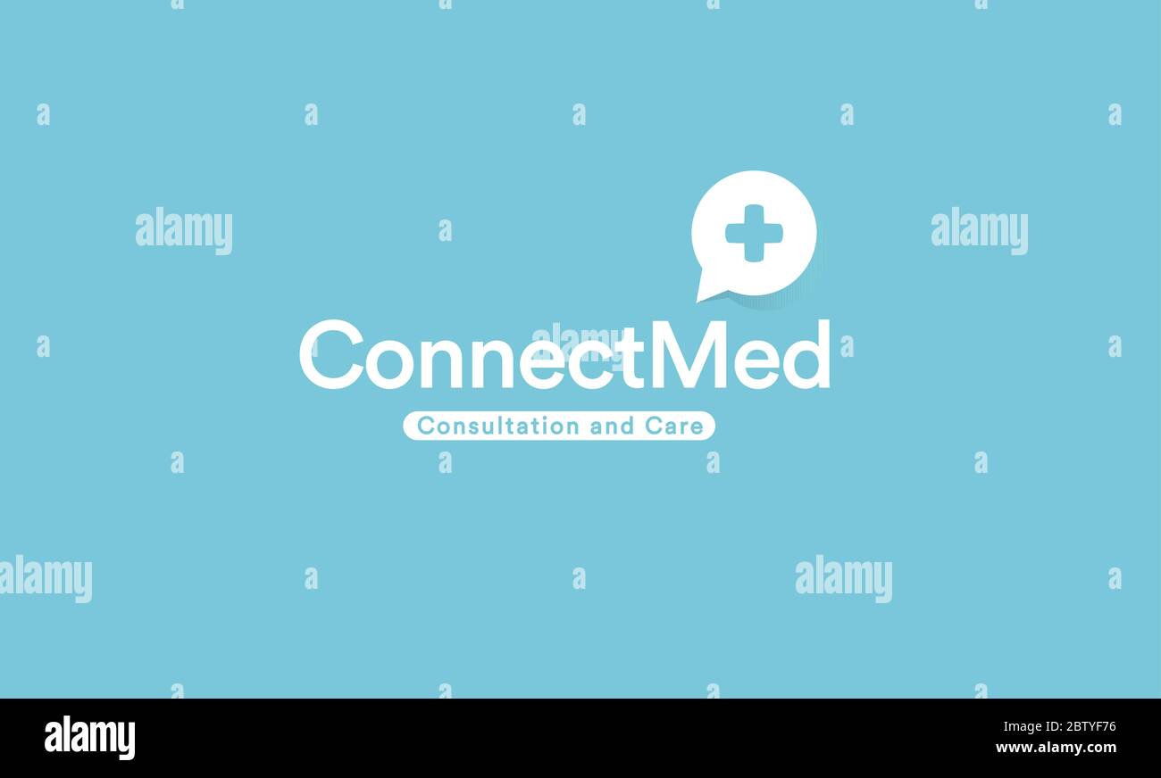 Medizinisches Kreuz-Logo. Remote medizinische Gesundheitsversorgung App embem. Symbol für die Website für den Termin des entfernten Arztes. Online Therapeut Konsultation unterzeichnen. Klinik, Krankenhaus Stock Vektor