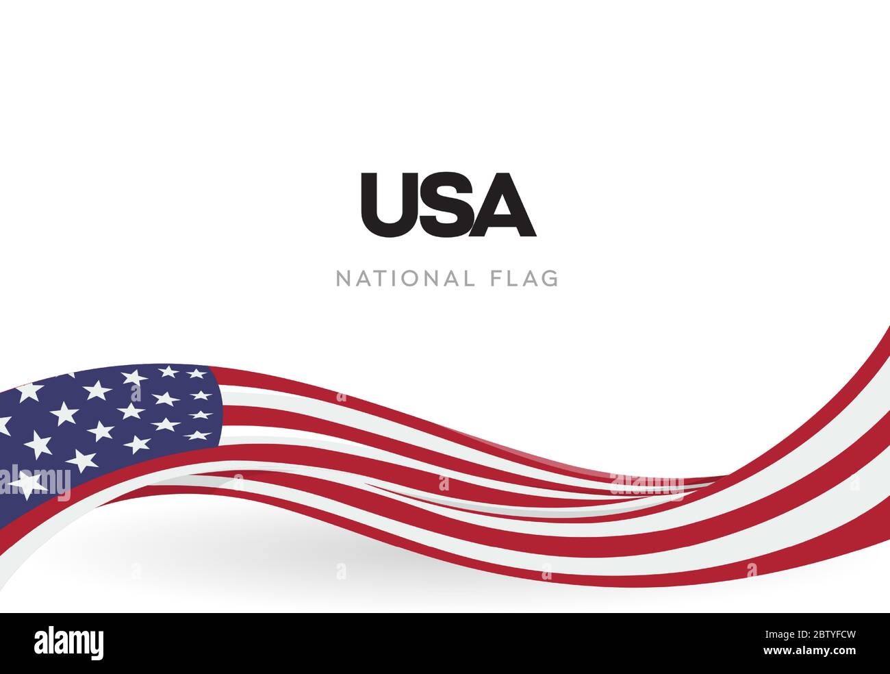Die USA winken Flagge Banner. Das patriotische Band Poster der Vereinigten Staaten von Amerika. Der Tag der Unabhängigkeit Jubiläums-Broschüre.der 4. Juli national Stock Vektor
